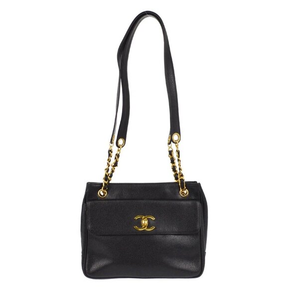 Chanel Black Calfskin Shoulder Tote Bag - Picture 1 of 8